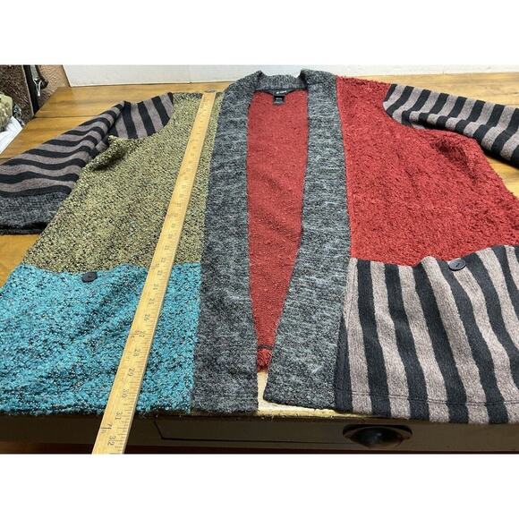 Ali Miles Boucle Knit Flyaway Colorblock 3/4 Sleeve Cardigan Sweater Womens 2X - Picture 9 of 12